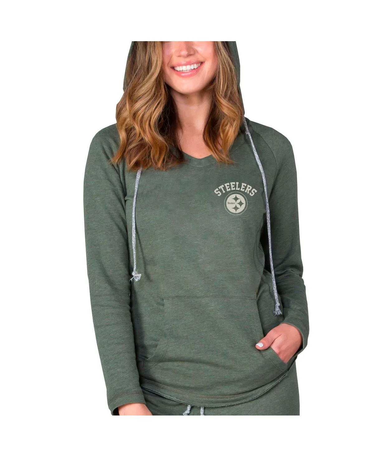 Pittsburgh Steelers Mainstream Terry Tri-Blend V-Neck Pullover Hoodie by Concepts Sport
