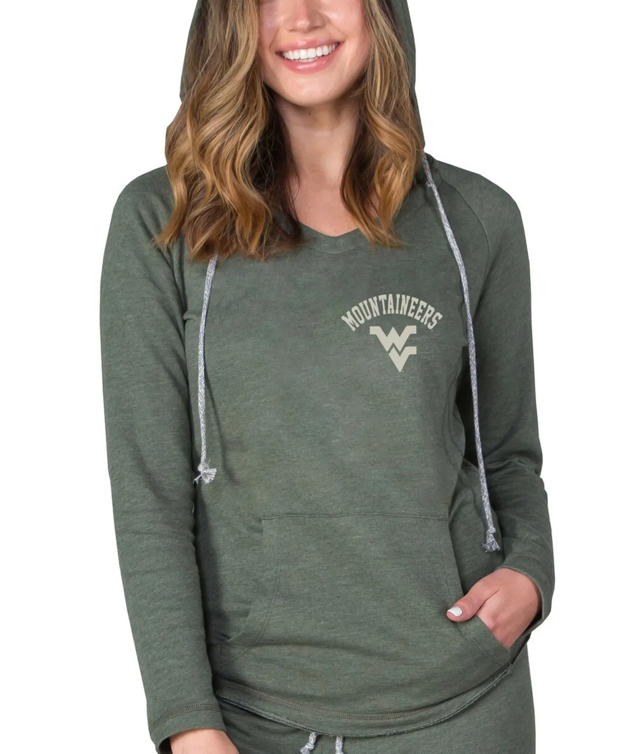 West Virginia Mountaineers Mainstream French Terry Tri-Blend V-Neck Pullover Hoodie by Concepts Sport