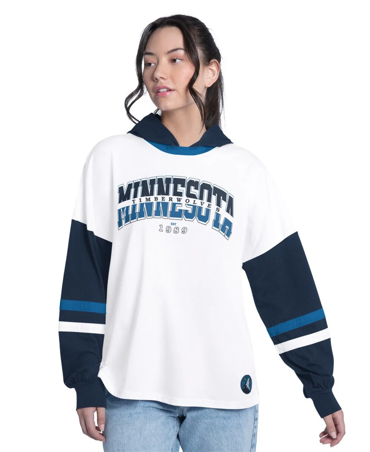 Minnesota Timberwolves Key Player Oversized Hooded Long Sleeve T-Shirt by G-iii 4her By Carl Banks