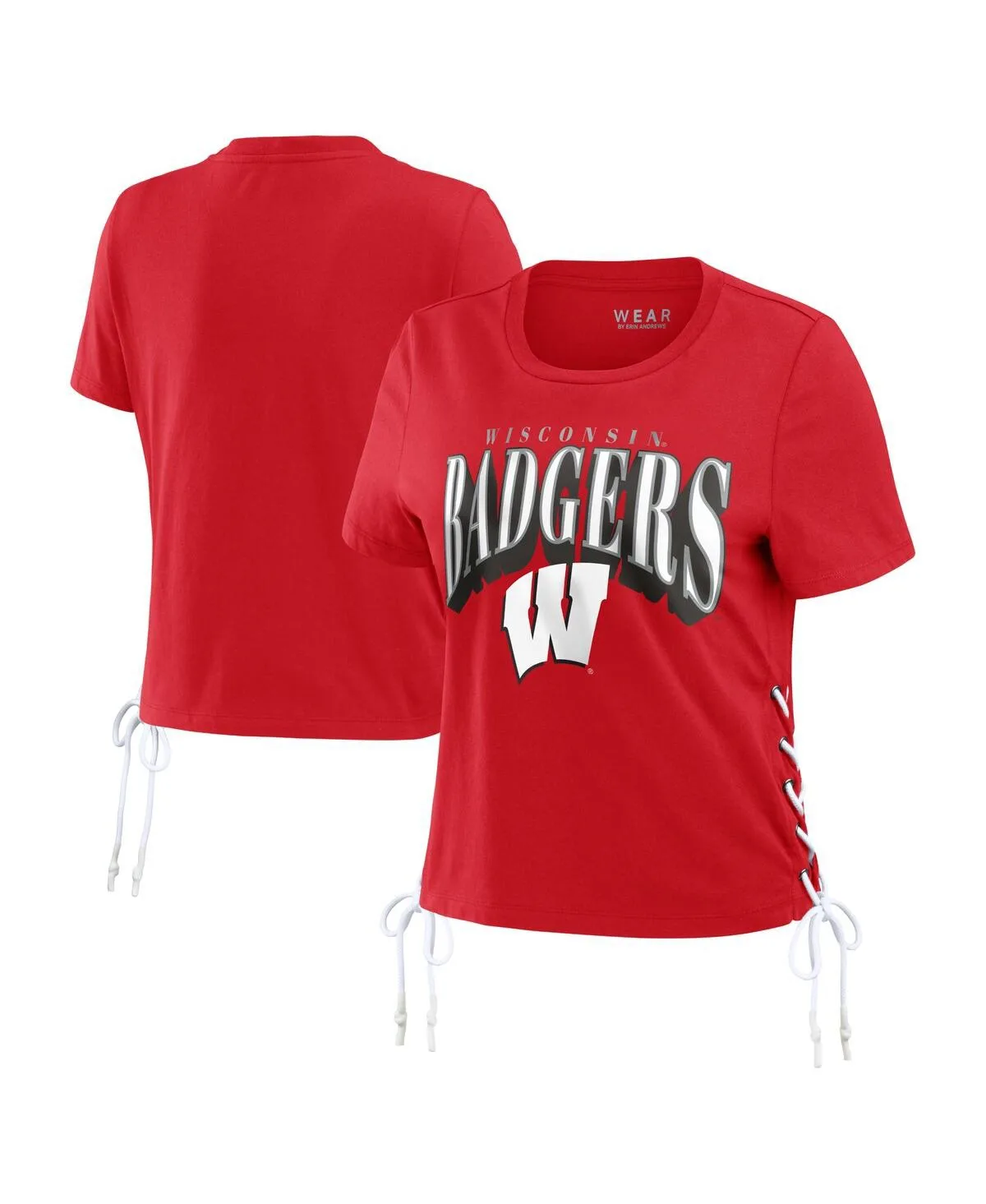 Wisconsin Badgers Side Lace-Up Modest Crop T-Shirt by Wear By Erin Andrews