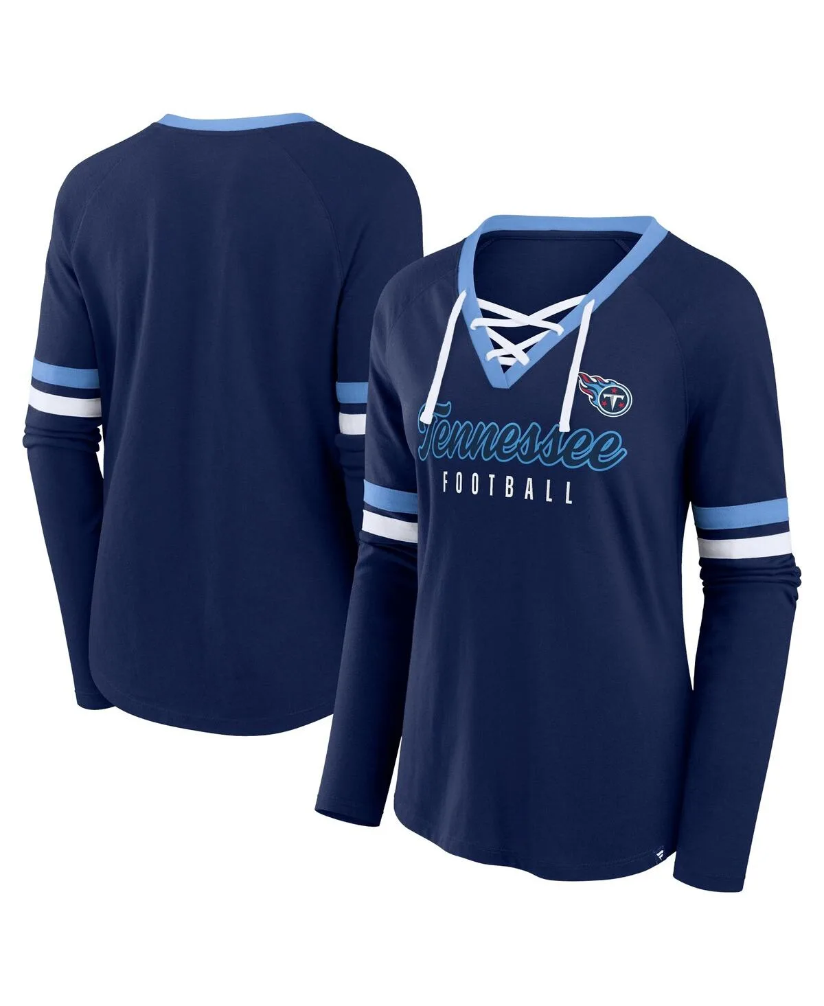 Tennessee Titans Won and Done Lace-Up Long Sleeve Fashion Top by Fanatics