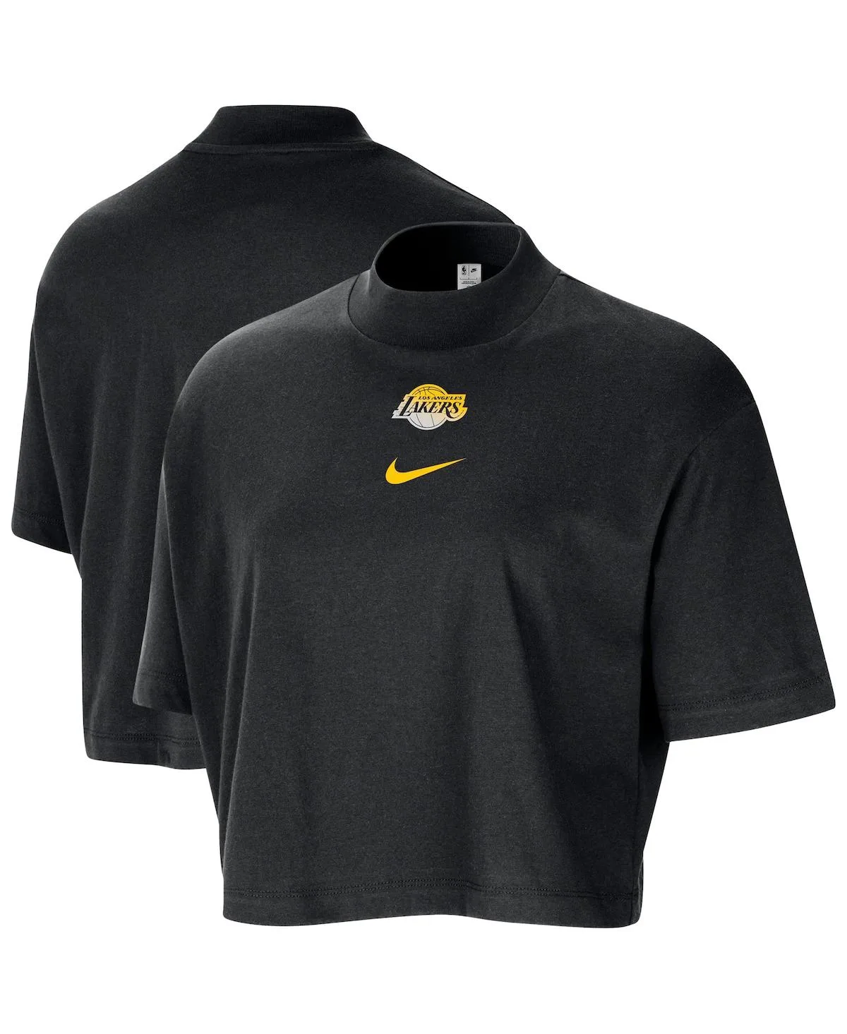Los Angeles Lakers Courtside Mock Neck Loose Fit Cropped T-Shirt by Nike