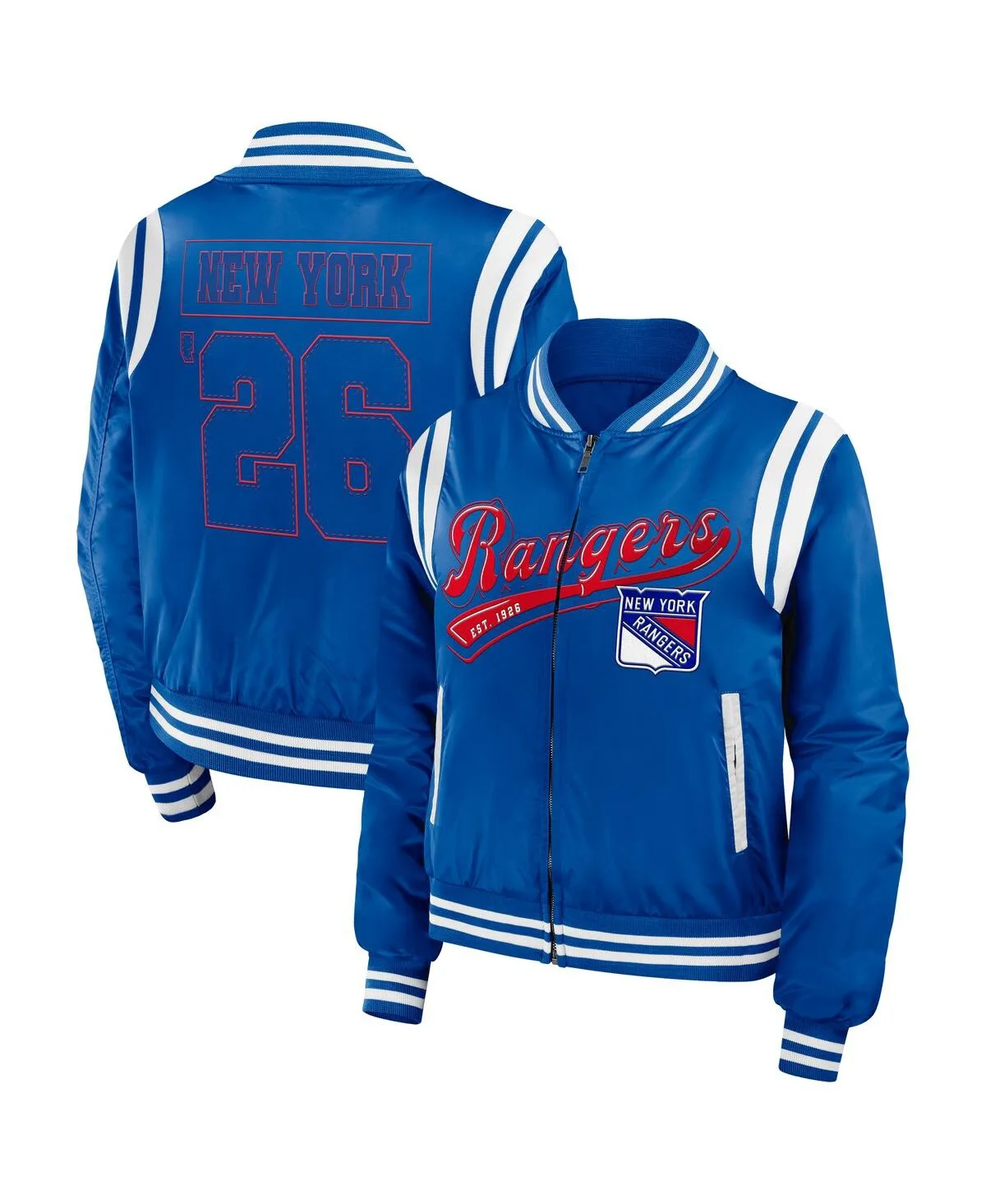 New York Rangers Baller Full-Zip Bomber Jacket by Wear By Erin Andrews