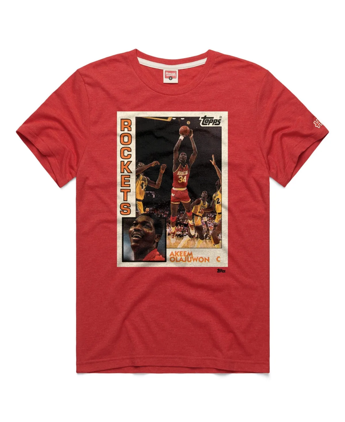 Hakeem Olajuwon Houston Rockets Topps Trading Card Player Tri-Blend T-Shirt by Homage
