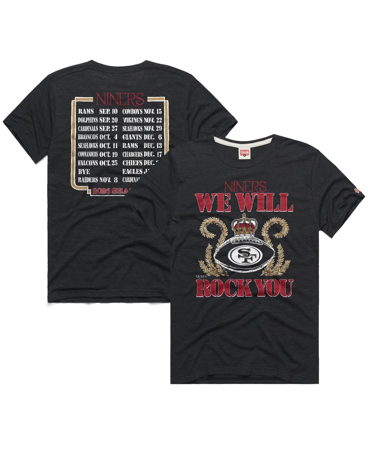 San Francisco 49ers 2026 Nfl Schedule Queen Tri-Blend T-Shirt by Homage