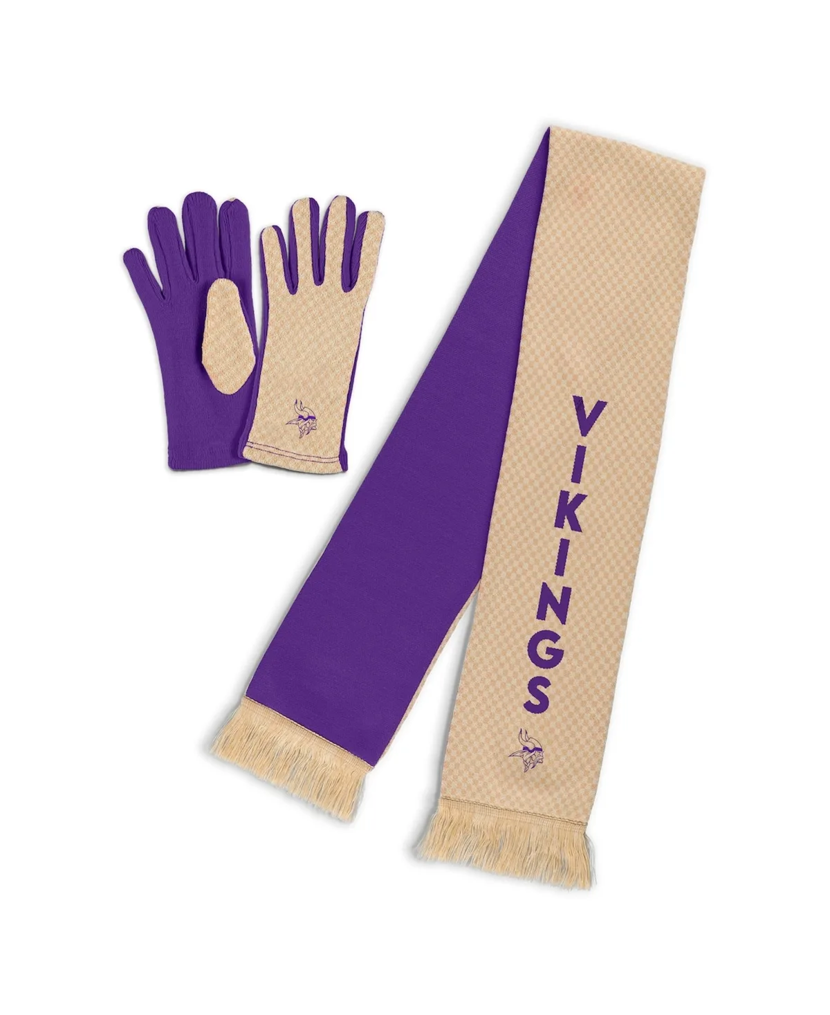Minnesota Vikings Tonal Microcheck Scarf Glove Set by Wear By Erin Andrews