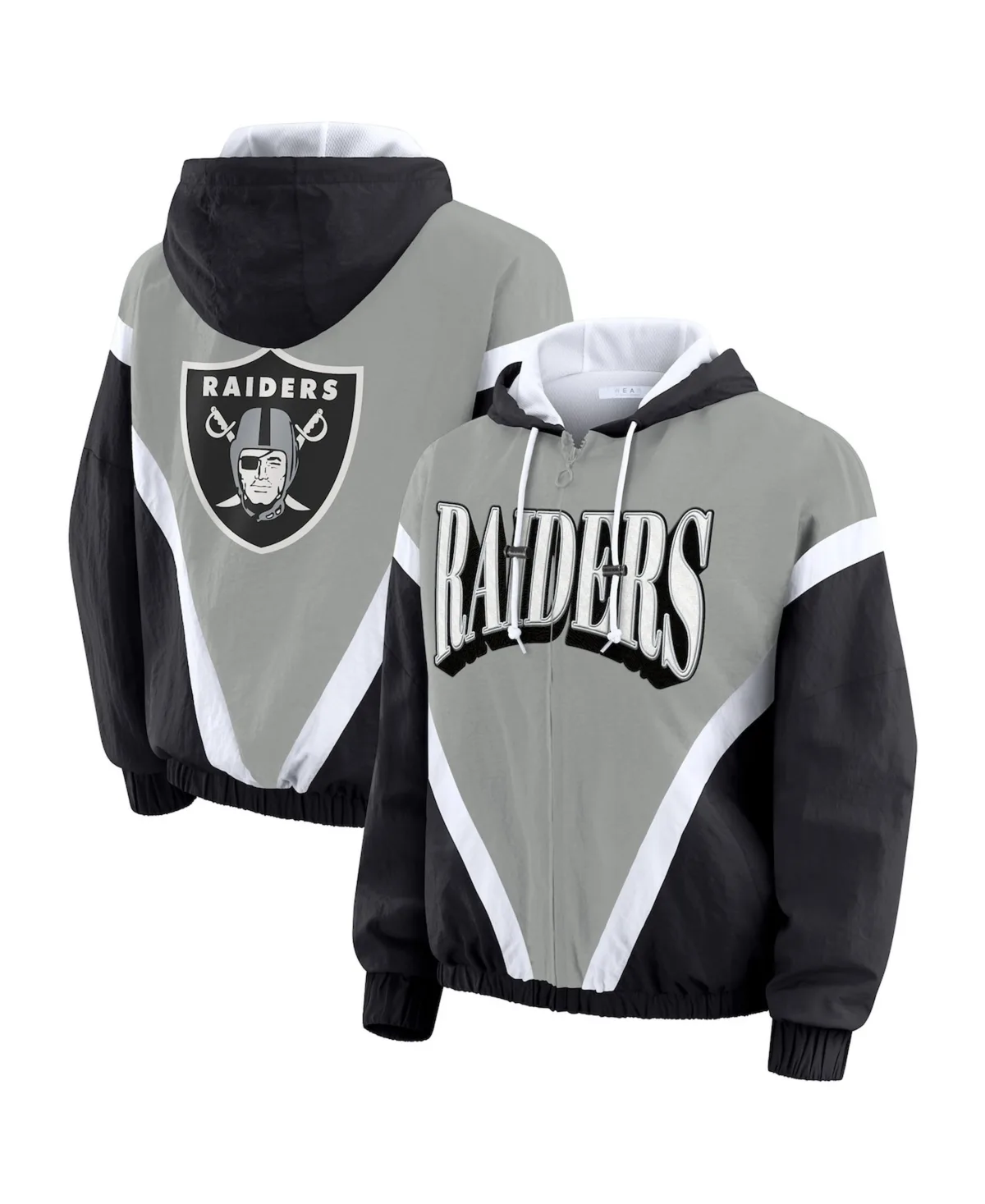 Las Vegas Raiders Retro Crinkle Full-Zip Hoodie Windbreaker Jacket by Wear By Erin Andrews