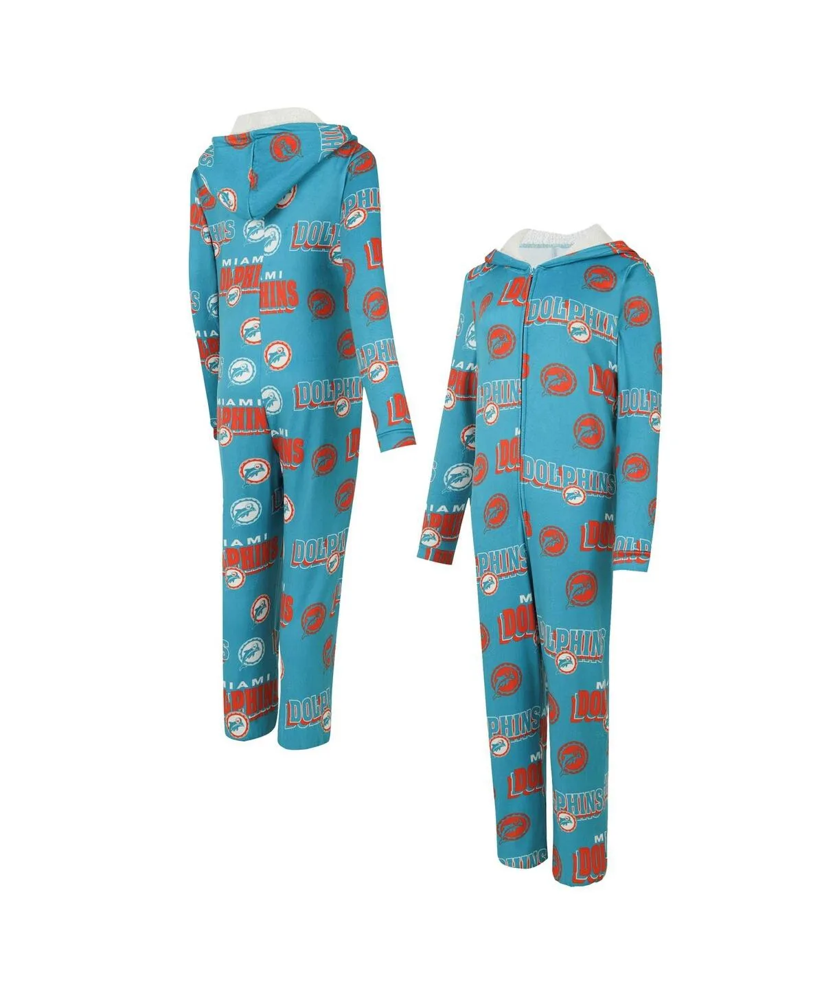 Miami Dolphins Roadway Allover Print Microfleece Full-Zip Union Dress by Concepts Sport