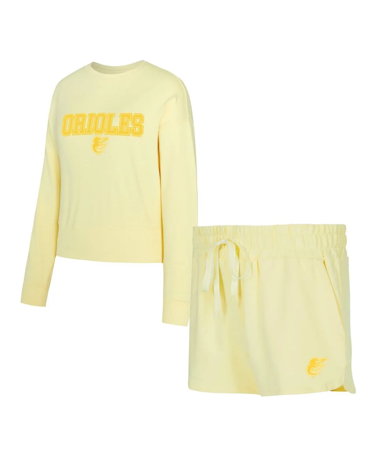 Baltimore Orioles Elevation Tri-Blend Long Sleeve Top and Shorts Set by Concepts Sport