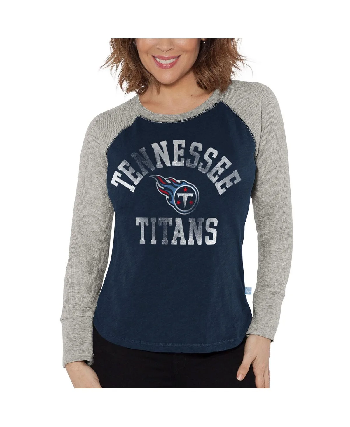 Tennessee Titans Waffle Knit Raglan Long Sleeve T-Shirt by G-iii 4her By Carl Banks