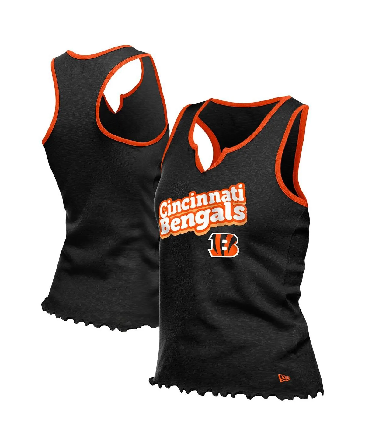 Cincinnati Bengals Lettuce Hem Notch Neck Tri-Blend Tank Top by New Era