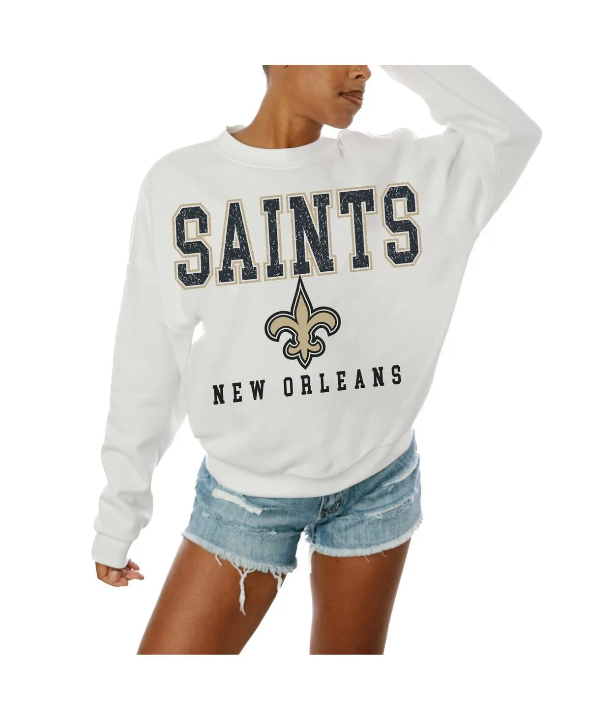New Orleans Saints Sunday Drives Oversized Crewneck Pullover Sweatshirt by Gameday Couture