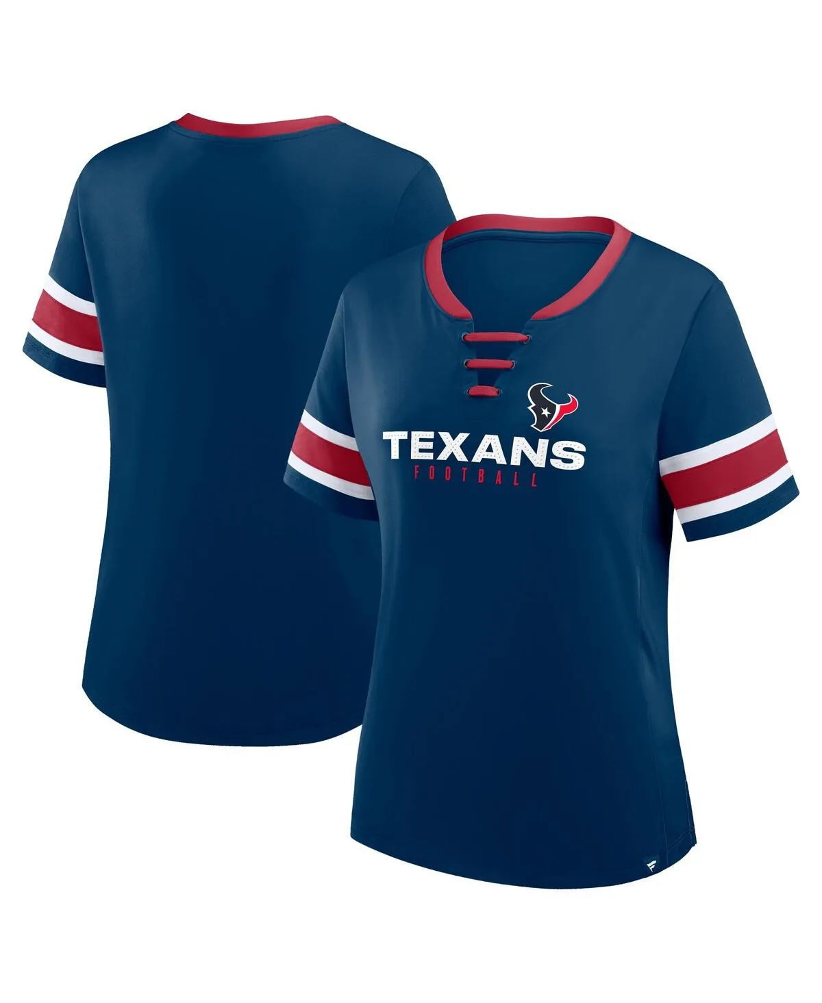 Houston Texans Red Zone Athena Lace-Up V-Notch Neck T-Shirt