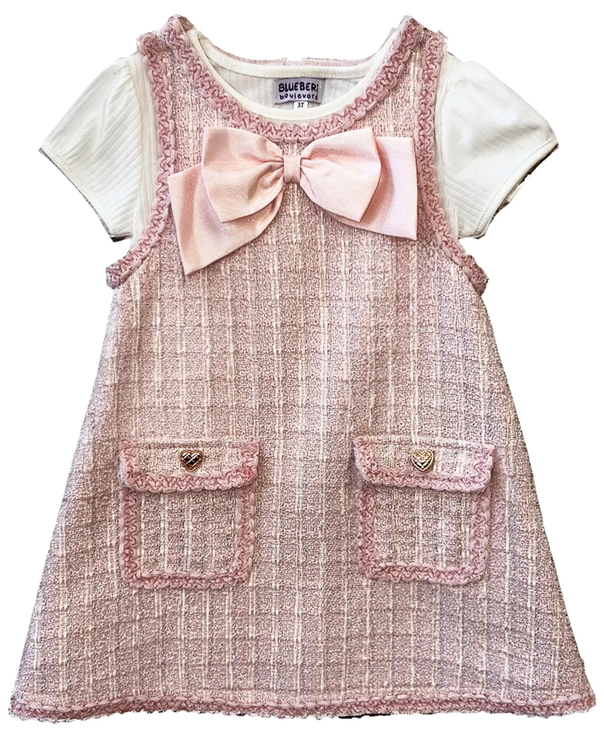 Short-Sleeve Top and Sleeveless Jumper Dress, 2-Piece Set by Blueberi Boulevard
