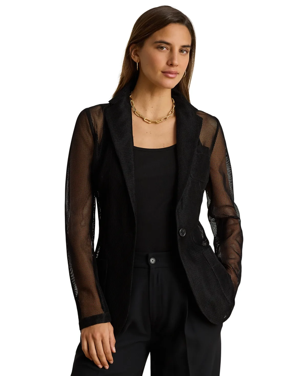 Mesh Single-Button Blazer by Lauren Ralph Lauren