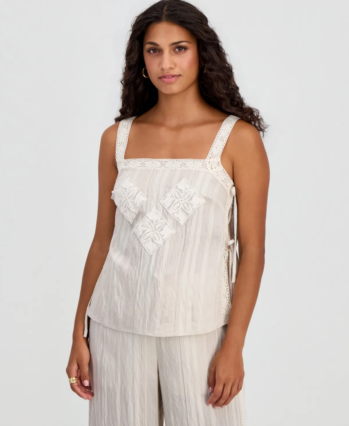 Lace Trim Tie-Side Sleeveless Top by And Now This