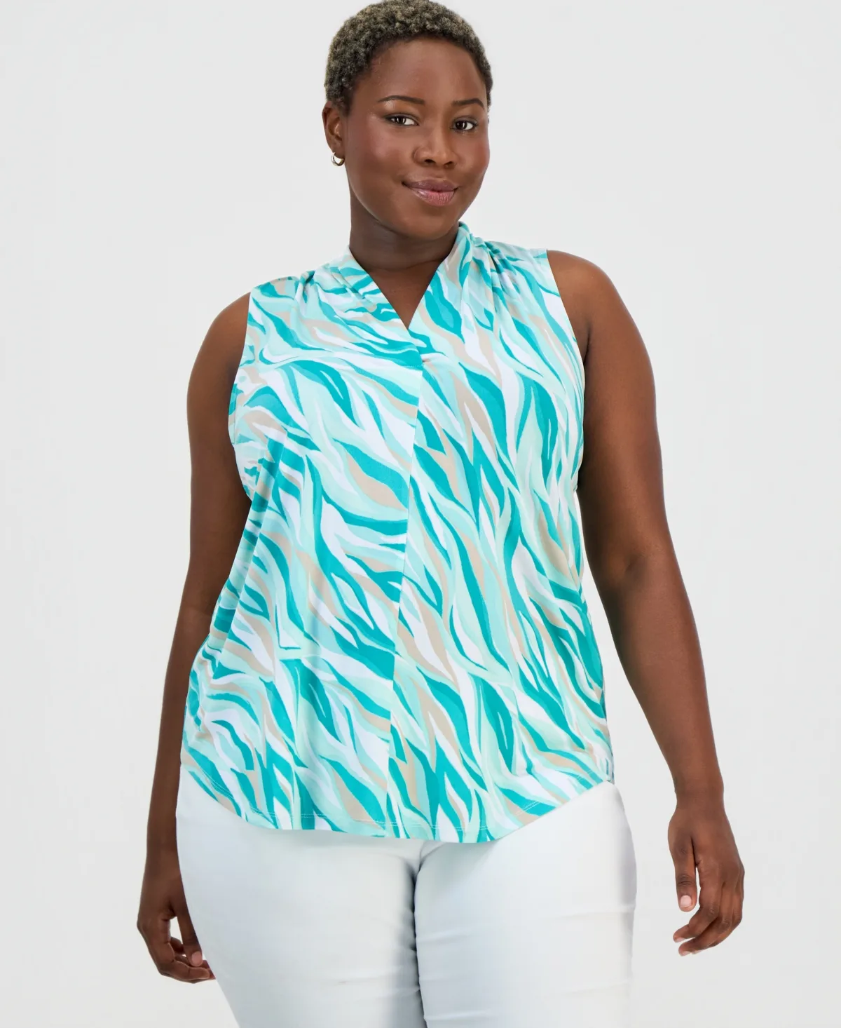 Serena Stripe V-Neck Top by Jm Collection
