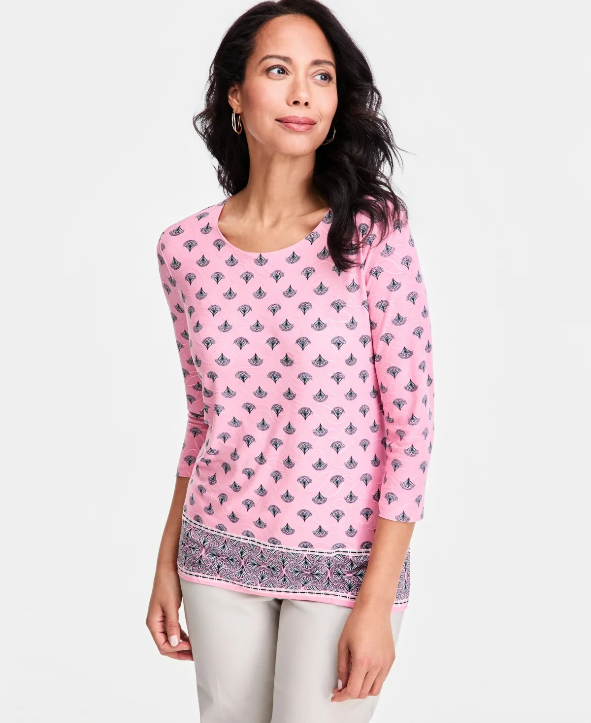 Relaxed-Fit Crewneck Top by Jm Collection