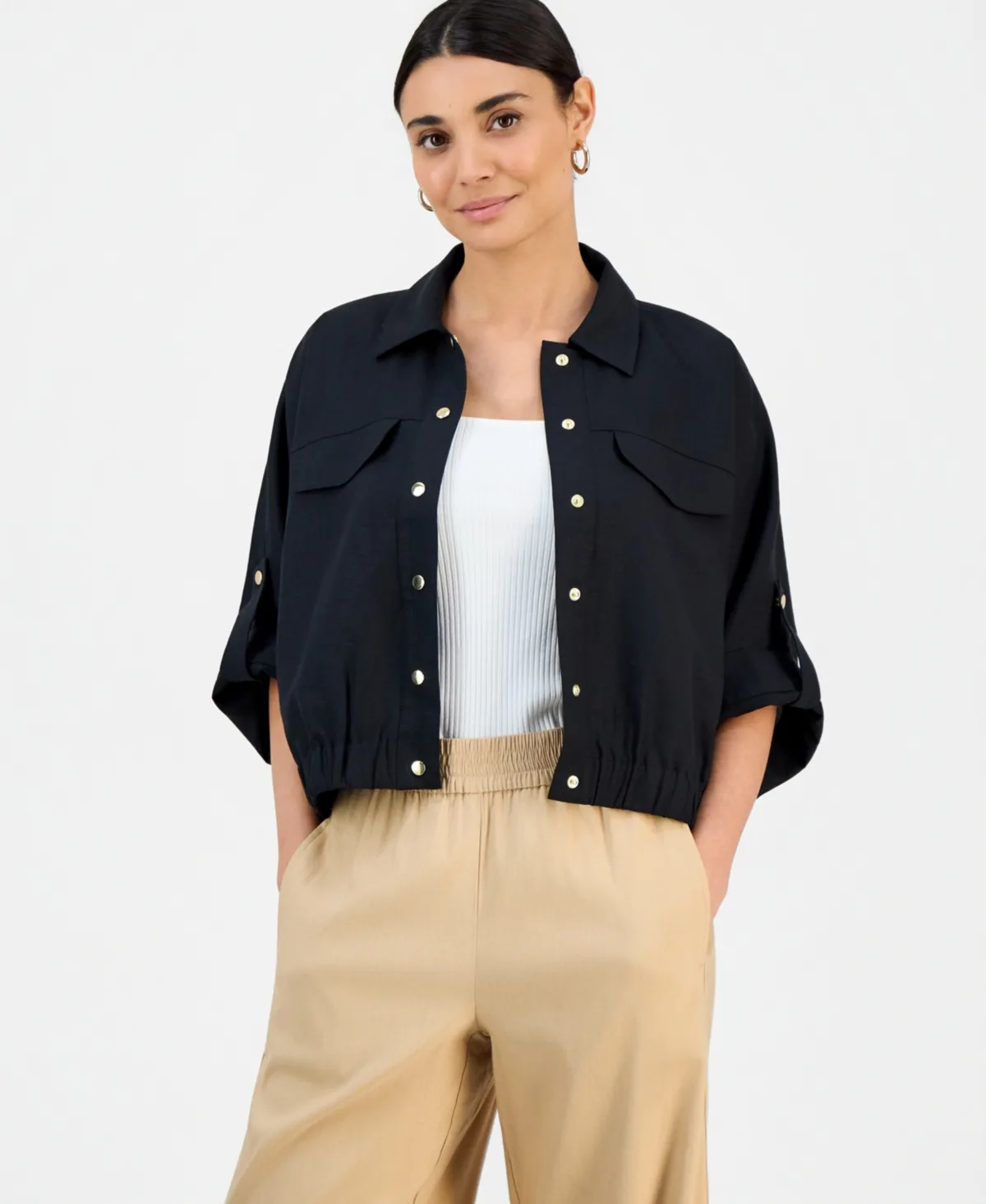 Linen Short-Sleeve Shirt Jacket by I.n.c. International Concepts