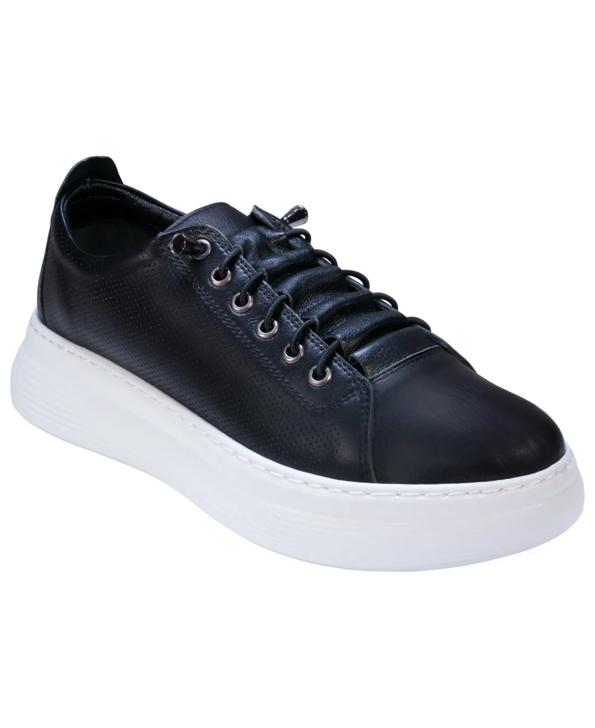 Graze Hidden Lace Perforated Platform Leather Sneakers by Cools 21