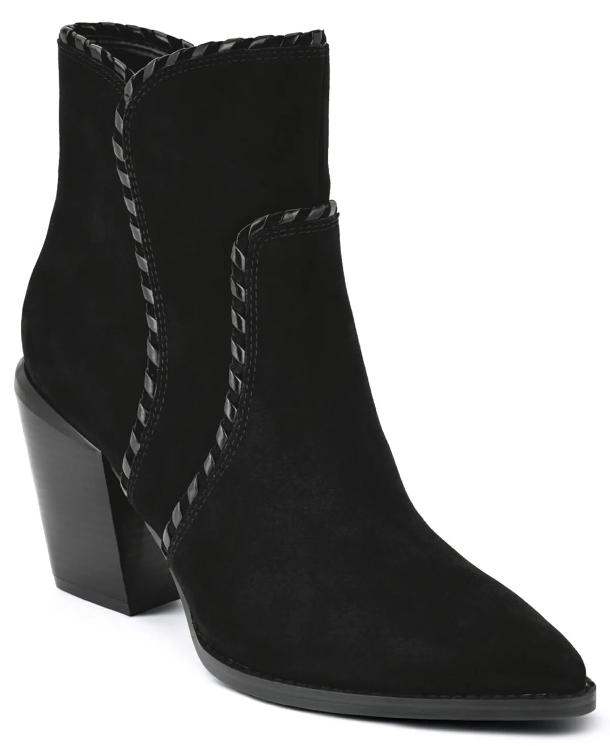 Raxton Suede Whipstitch Block Heel Booties by Nine West