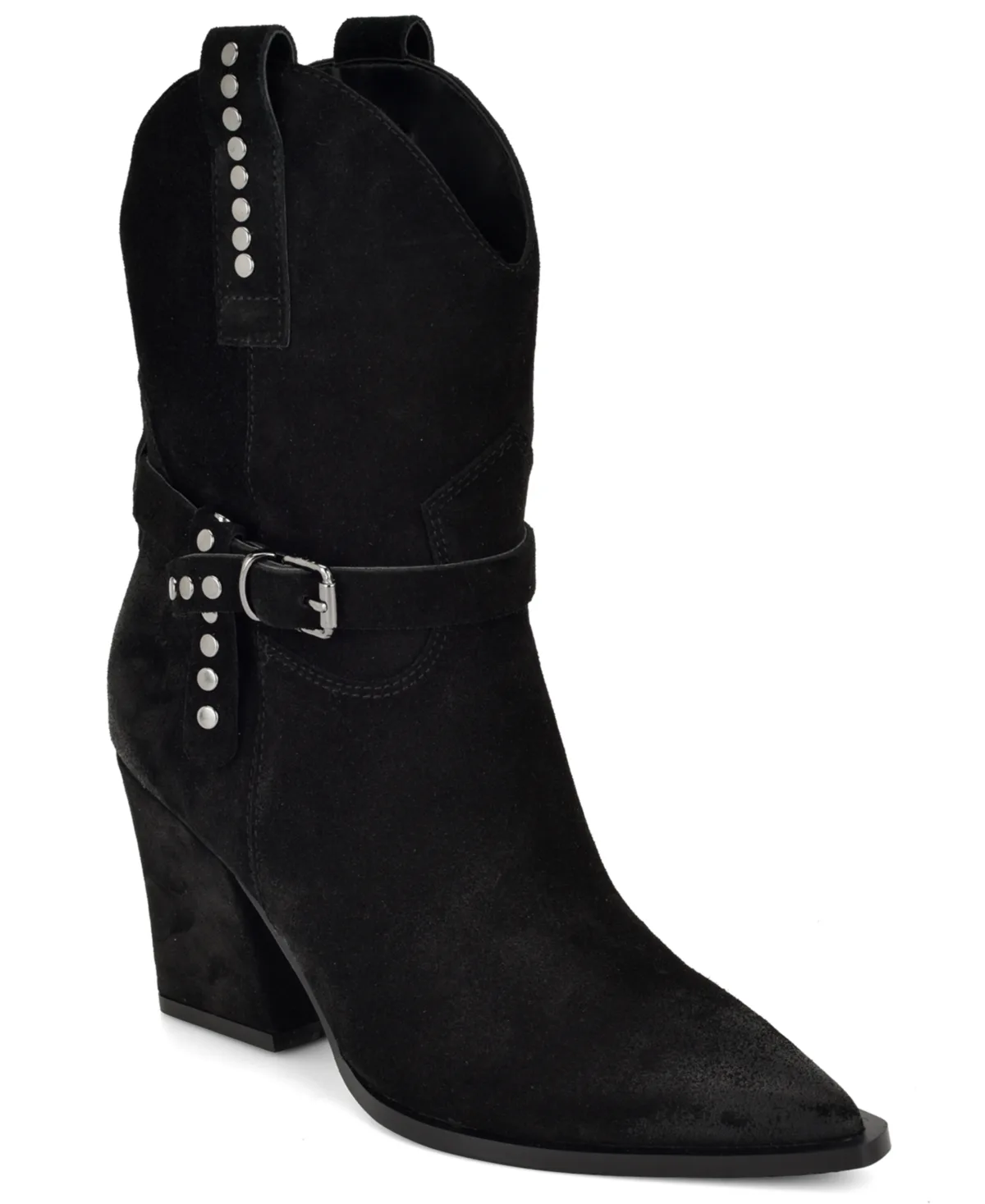 Weslie Suede Block Heel Western Booties by Nine West