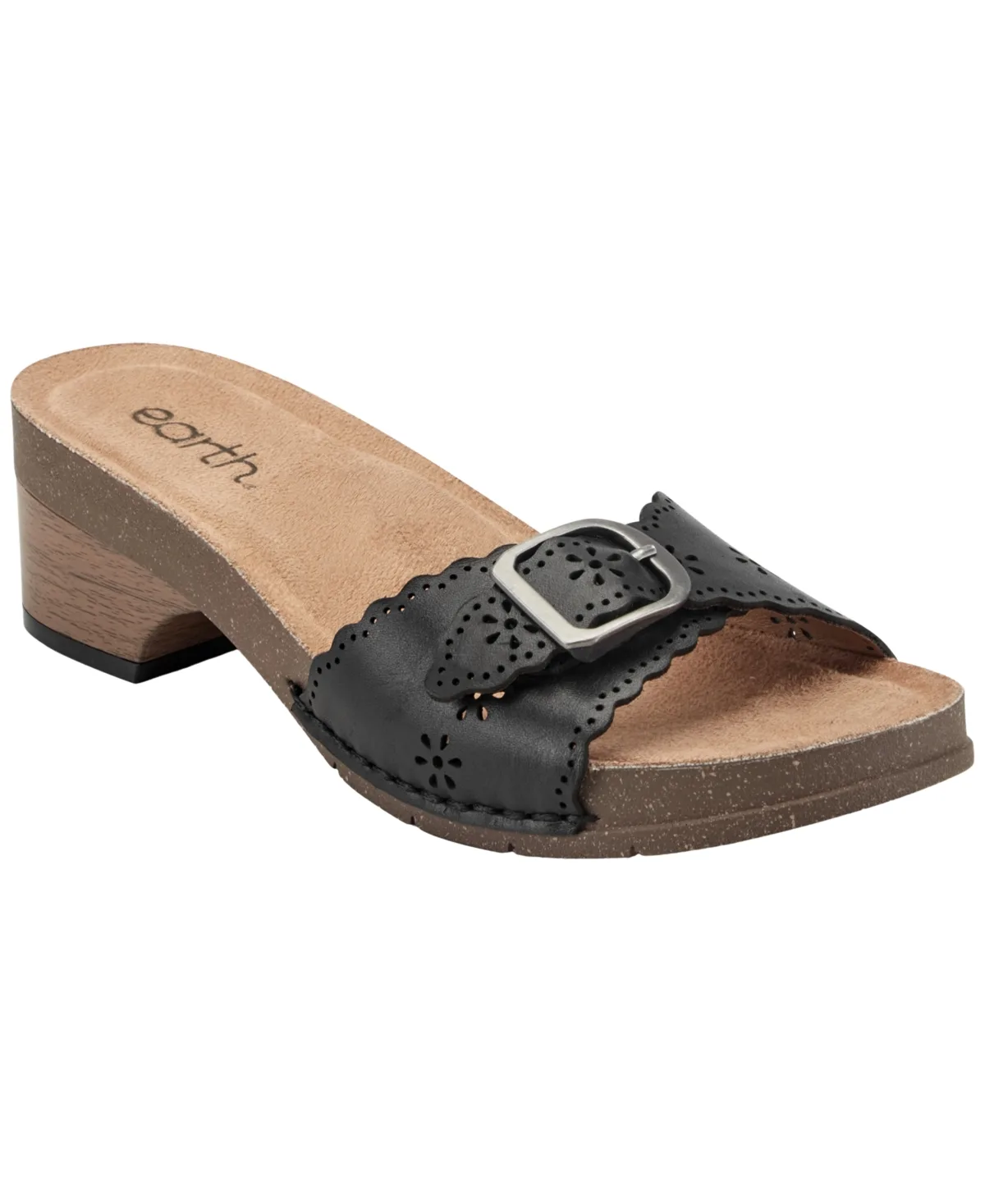 Haisly Leather Buckle Band Block Heel Sandals by Earth