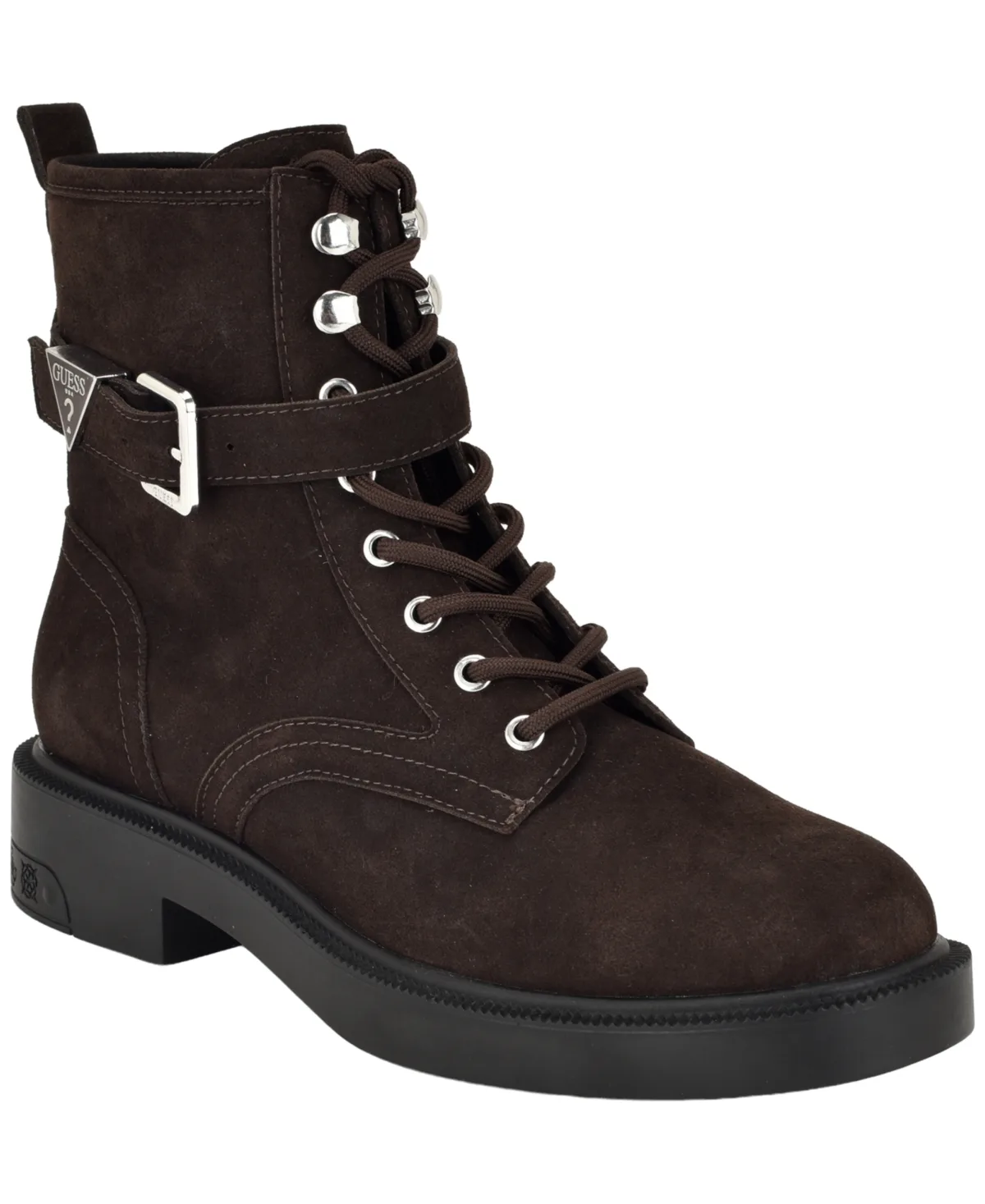 Fellini Buckle Strap Lace-Up Combat Booties by Guess