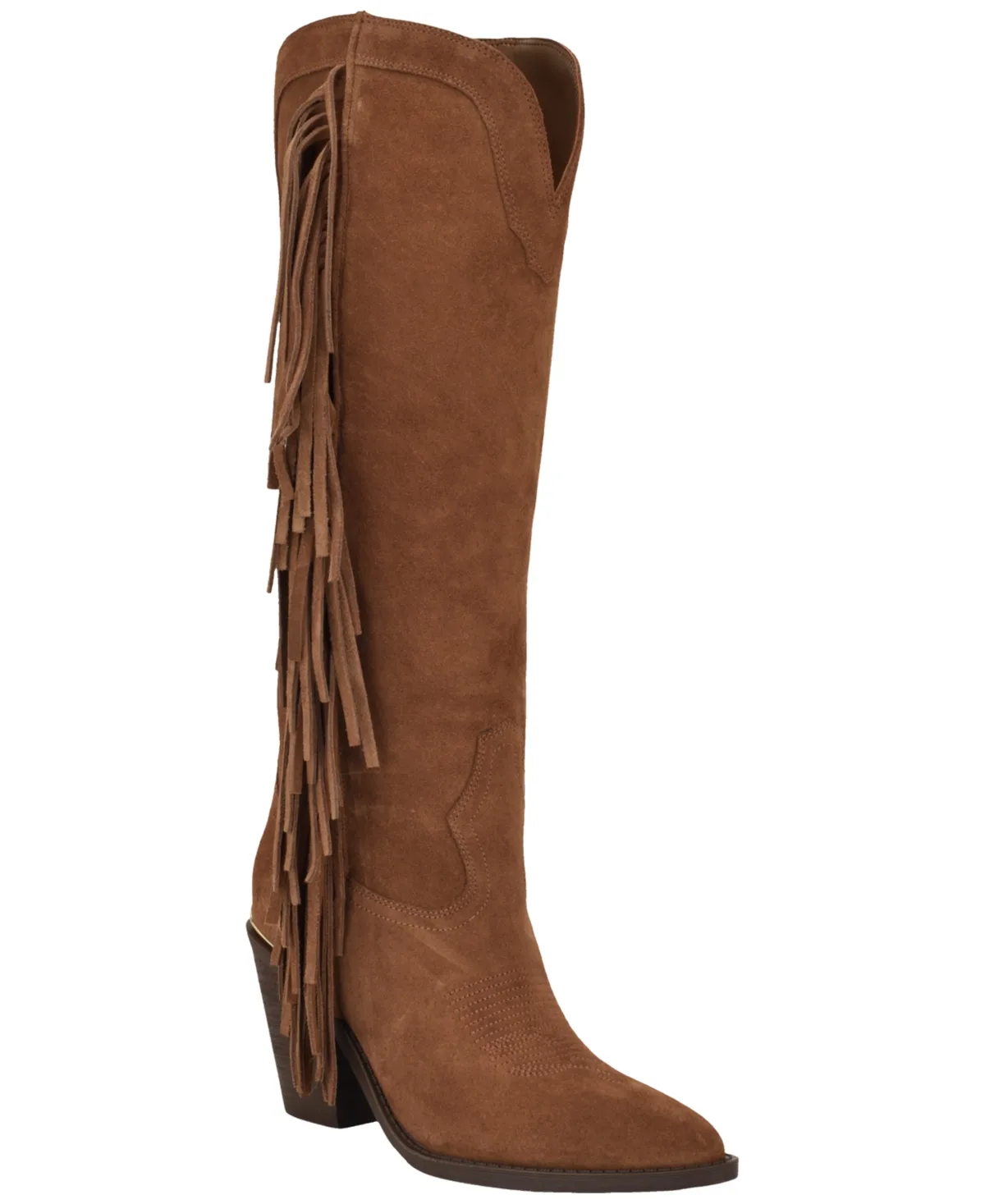 Sashle Western Fringe Knee High Heeled Boots