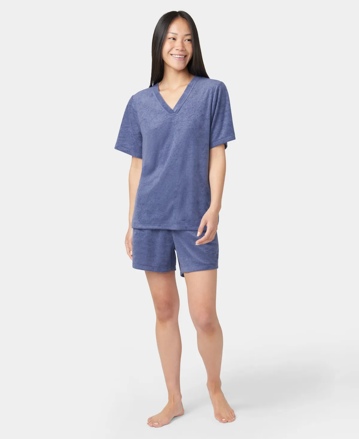 French Terry Lounge Short-Sleeve T-Shirt & Boxer Shorts, 2Pc Set by Hue