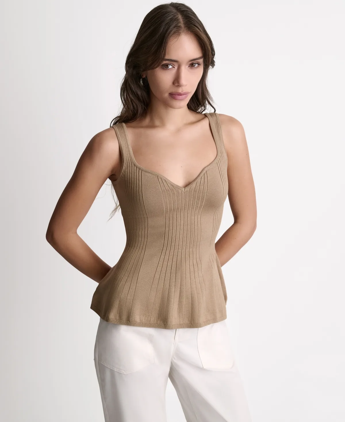 Peplum Rib Sleeveless Tank Top by Bcbg
