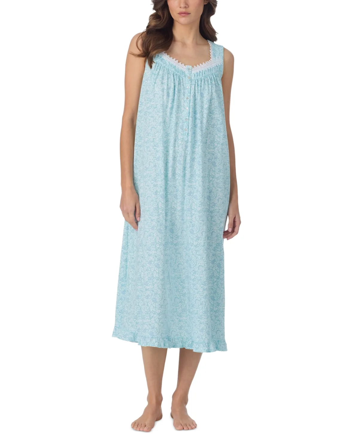 Sleeveless Cotton Jersey Knit Long Nightgown