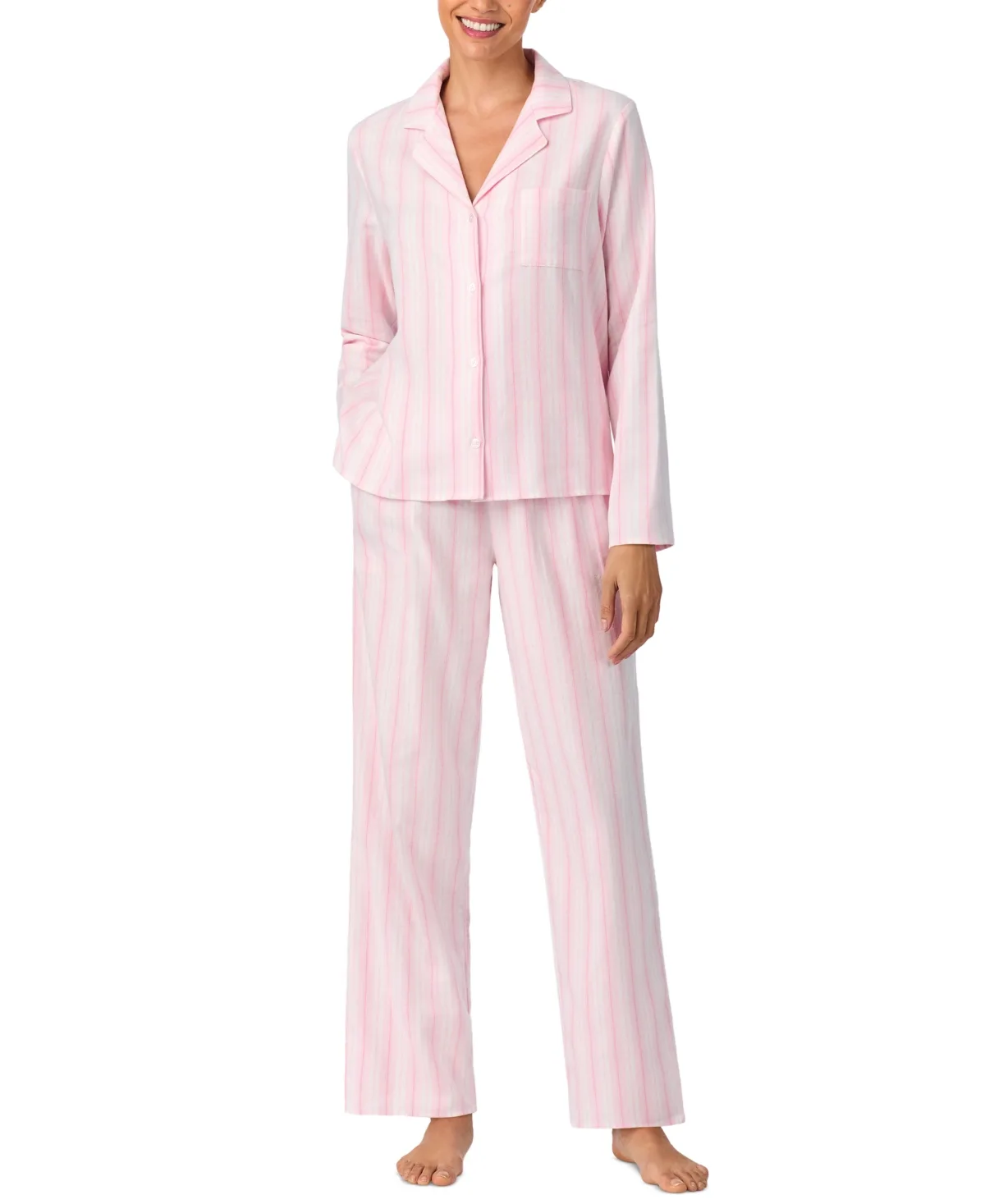 Notch Collar and Long Pant Pajama Set by Aria