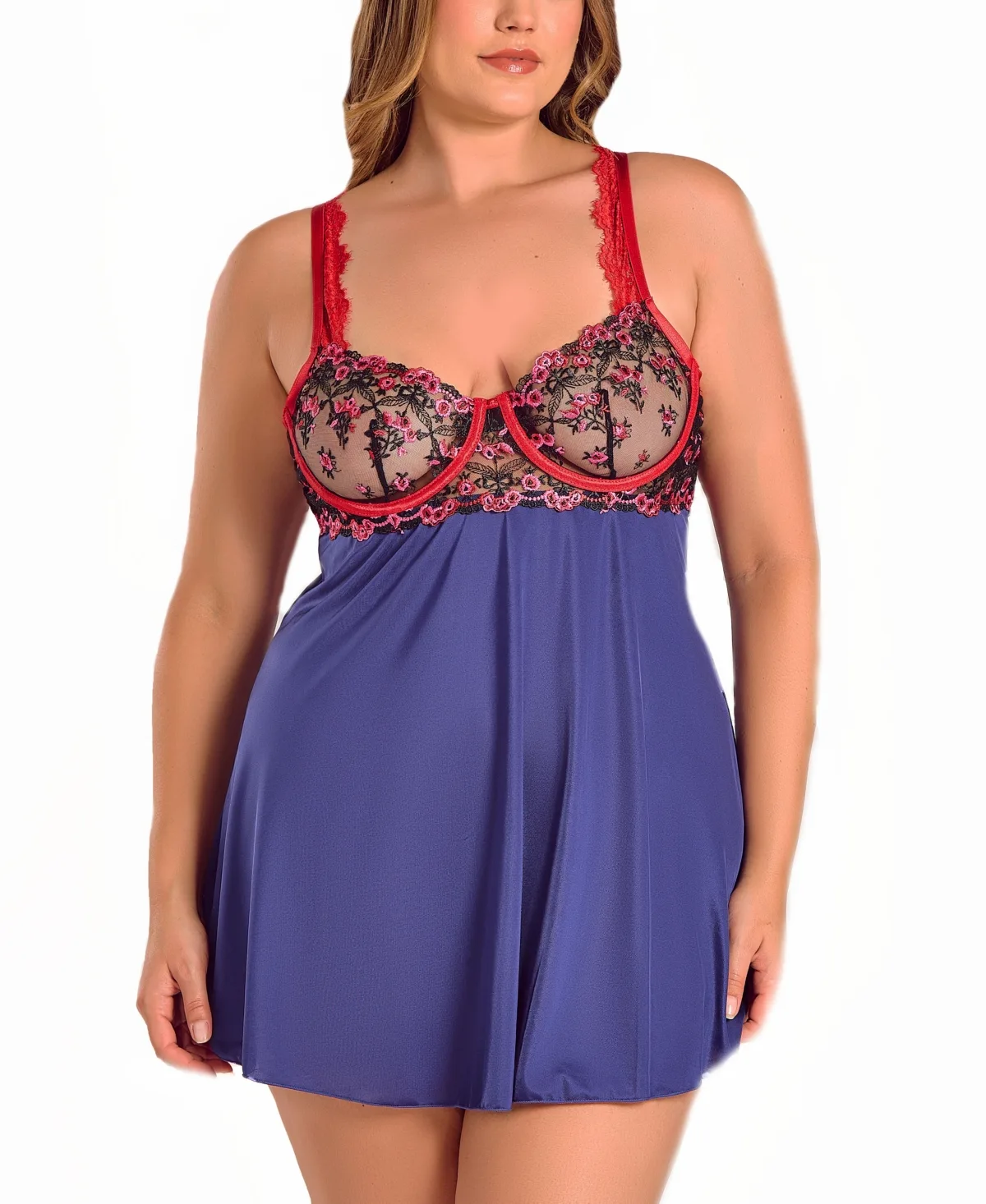 Gypsy Lace and Microfiber Babydoll Lingerie Set