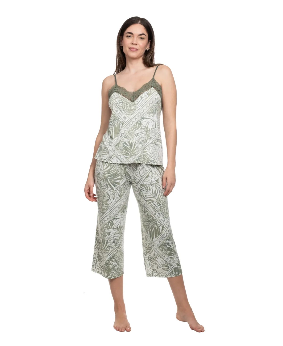 V-Neck Cami Top and Cropped Pants, 2-Piece Set by Linea Donatella