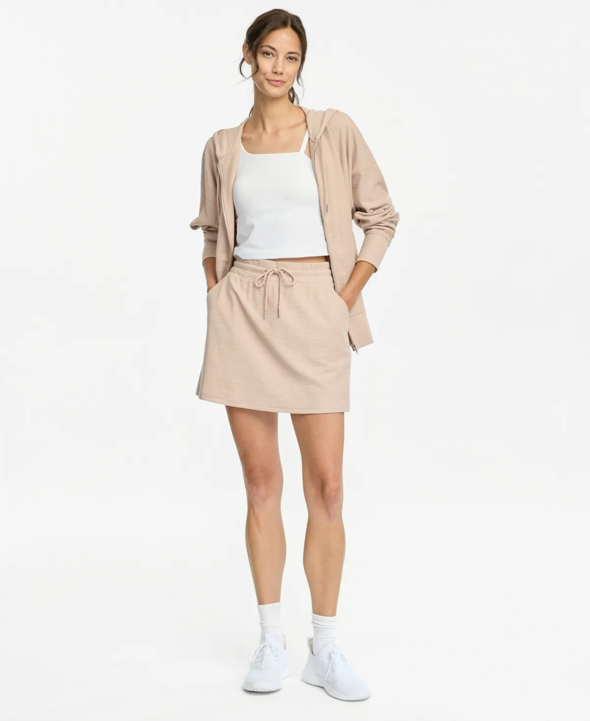 Textured Drawstring Skirt by Id Ideology