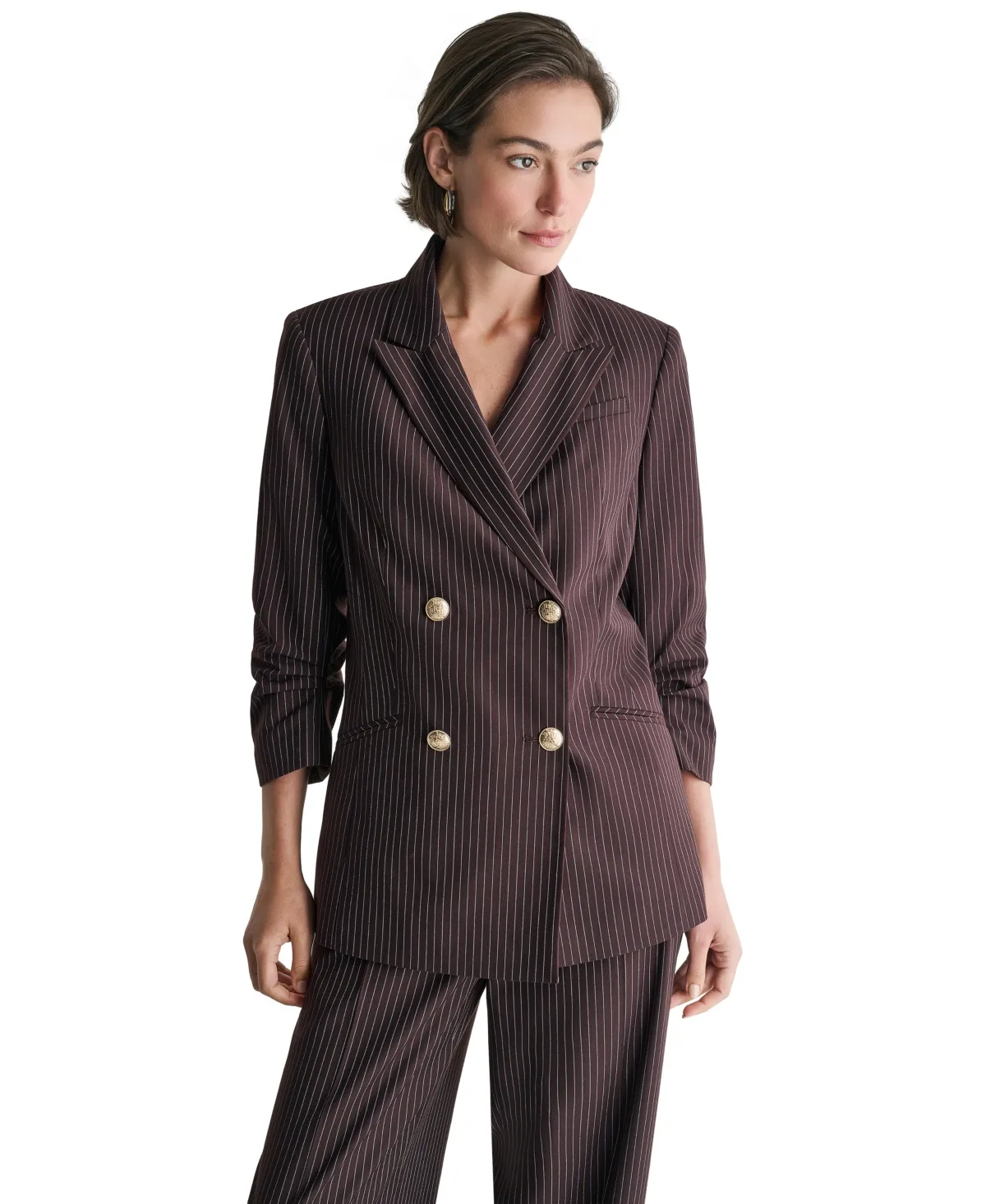 Long Double-Breasted Peak-Lapel Blazer by Bcbg