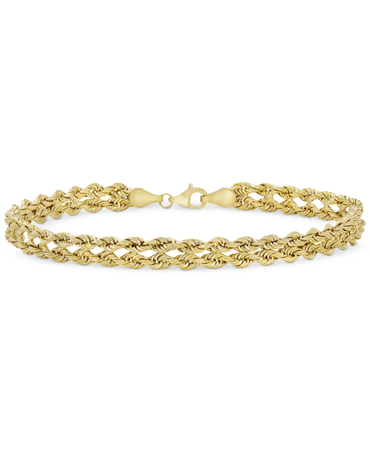 Double Row Twisted Heart Link Bracelet in 14k Gold