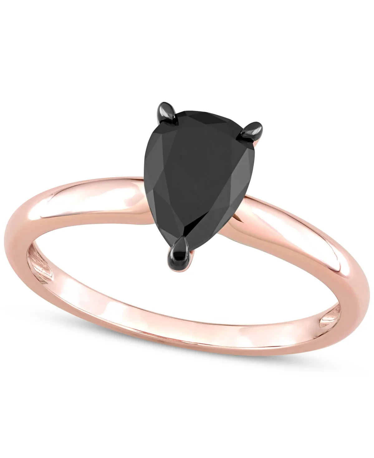 Black Diamond Pear Solitaire Engagement Ring (1 ct. t.w.) in 14k Gold by Macy's