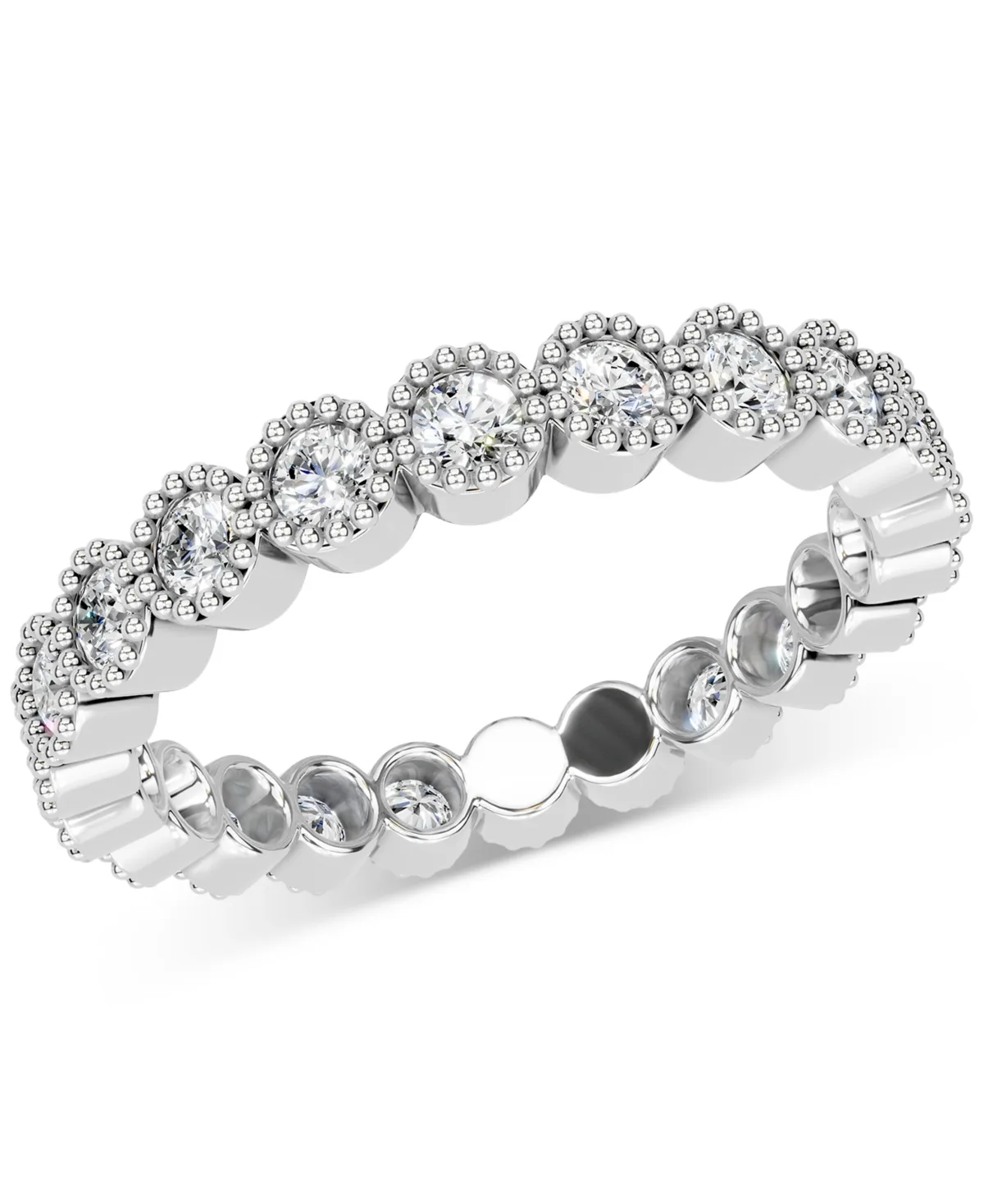 Diamond Milgrain Bead Frame Eternity Band (1 ct. t.w.) in Platinum or 14k Gold by Macy's