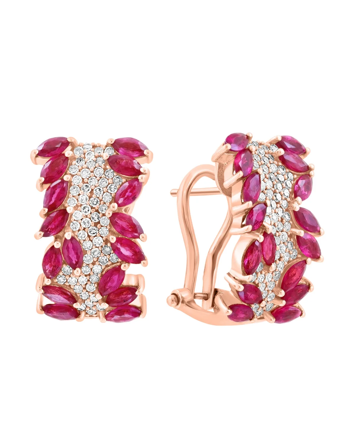 Effy Ruby (3-5/8 ct. t.w.) and Diamond (1/2 ct. t.w.) Earrings in 14k Rose Gold by Effy Collection