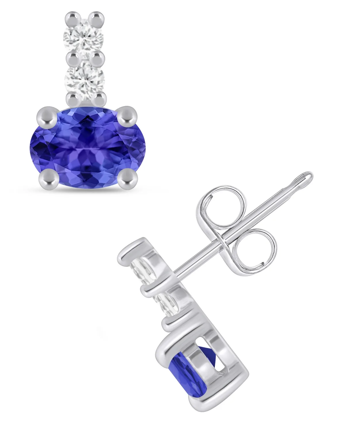 Gemstone and Diamond (1/8 ct. t.w.) Earrings in 10k White Gold by Macy's