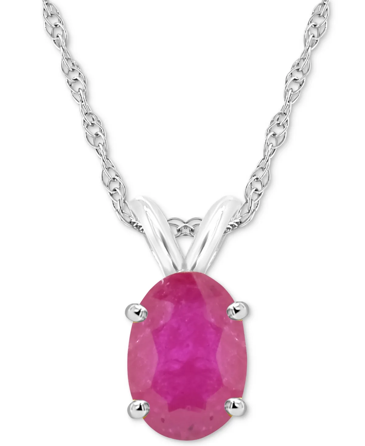 Sapphire Solitaire 18" Pendant Necklace (1 ct. t.w.) in 14k White Gold by Macy's