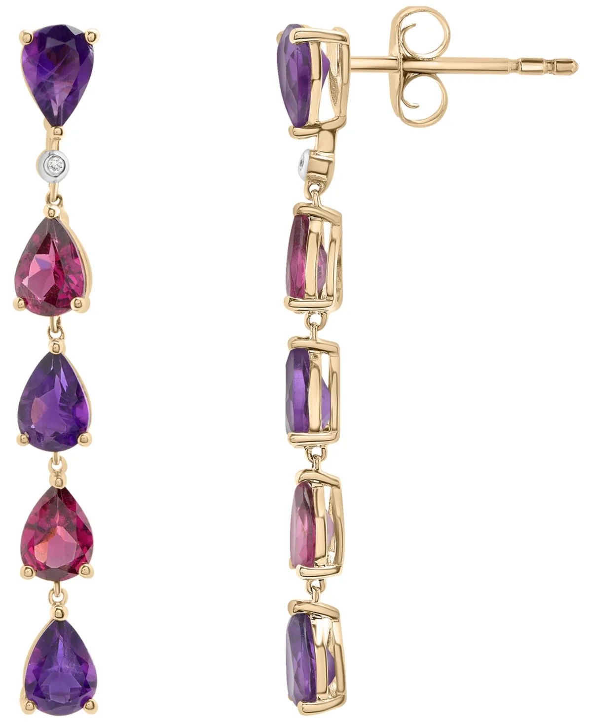 (3-5/8 ct. t.w.) and Rhodolite (3-5/8 ct. t.w.) Drop Long Earrings in 14K Yellow Gold by Macy's