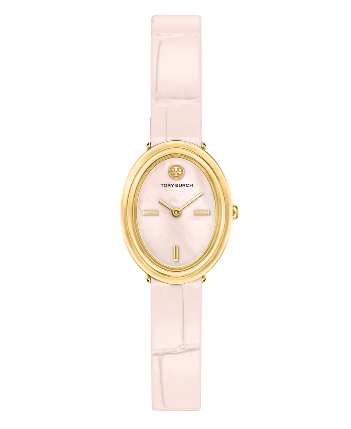 Oval Pink Leather Watch 22mm by Tory Burch