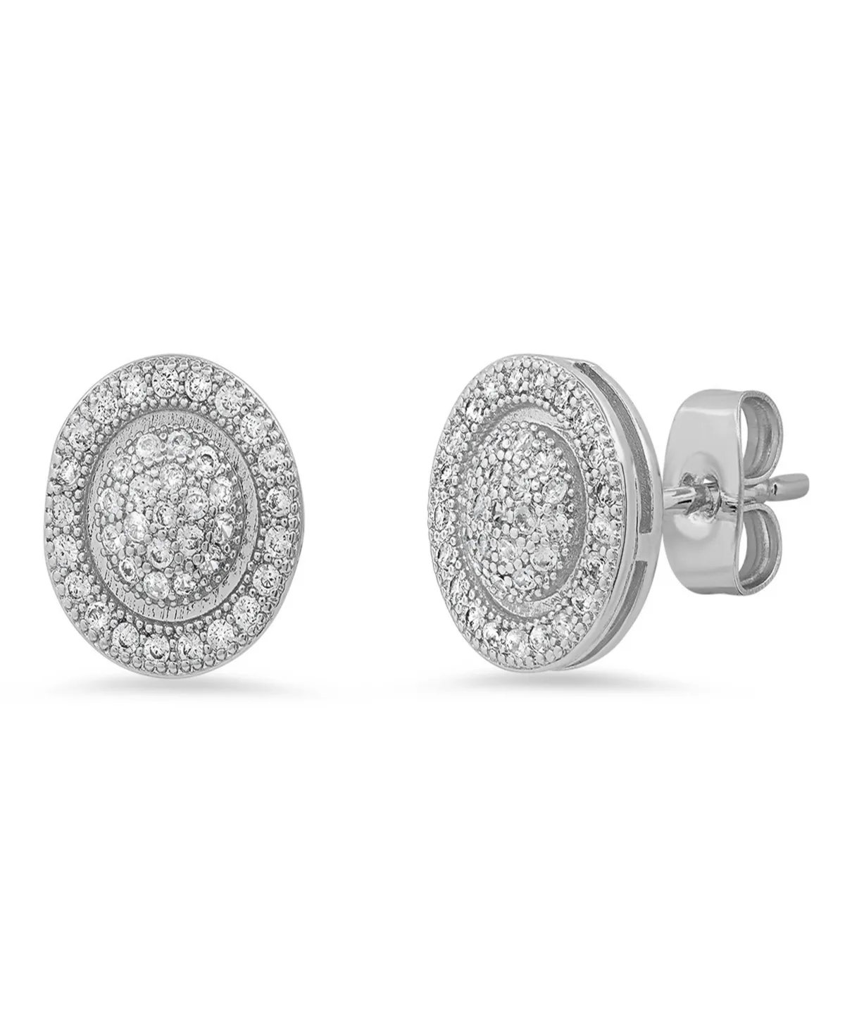 Brass Simulated Diamonds Round Stud Earrings by Steeltime