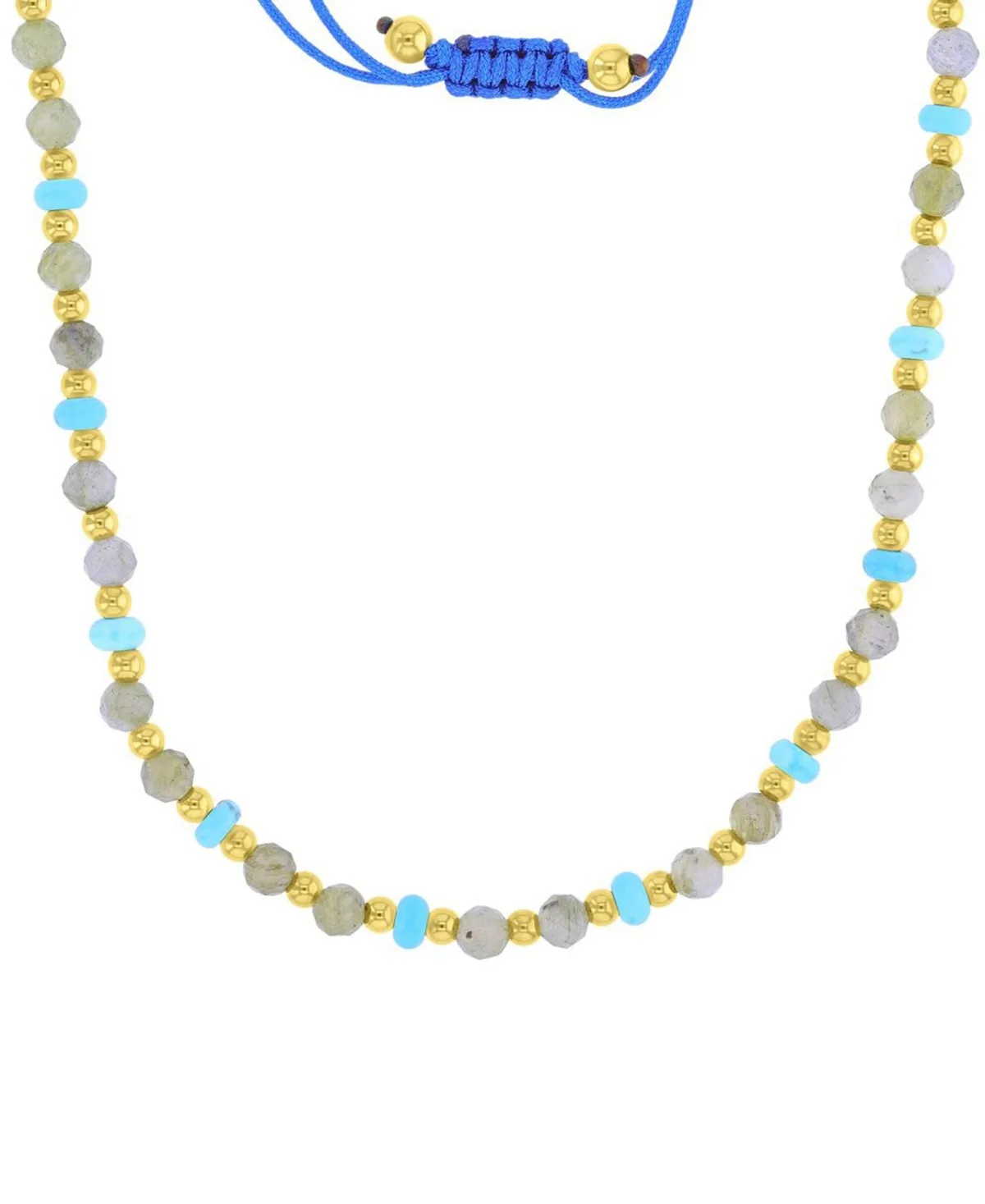 Waterproof Yellow Turquoise Labradorite Adjustable Necklace by Roxy