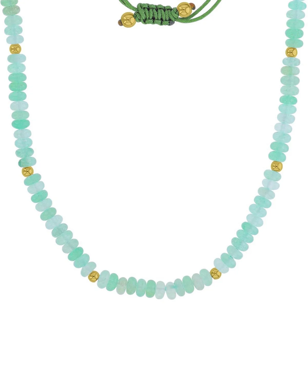 Waterproof Yellow Beads Green Aventurine Adjustable Necklace by Roxy