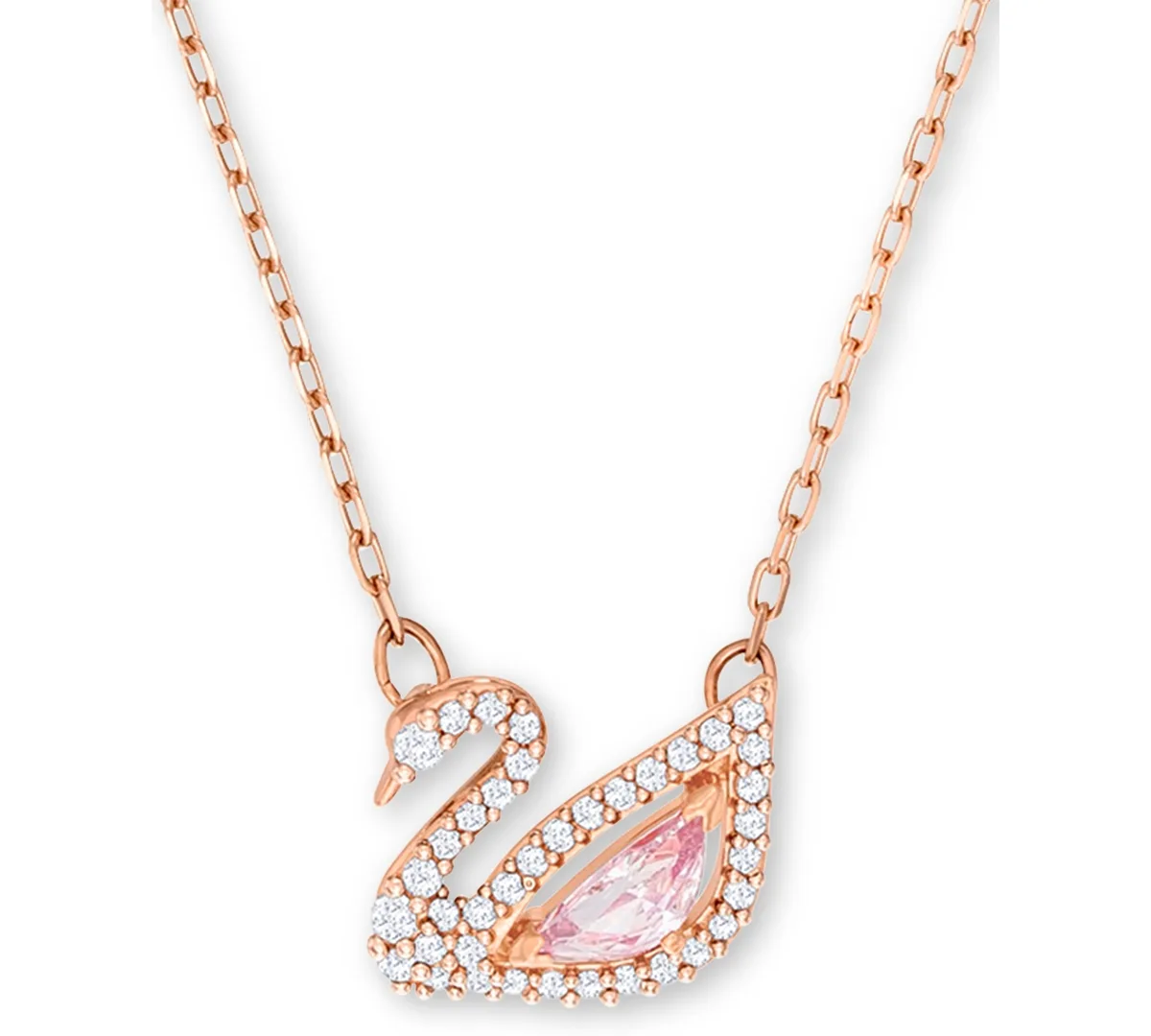 Rose Gold-Tone Crystal Swan Pendant Necklace, 14-7/8" + 2" Extender by Swarovski