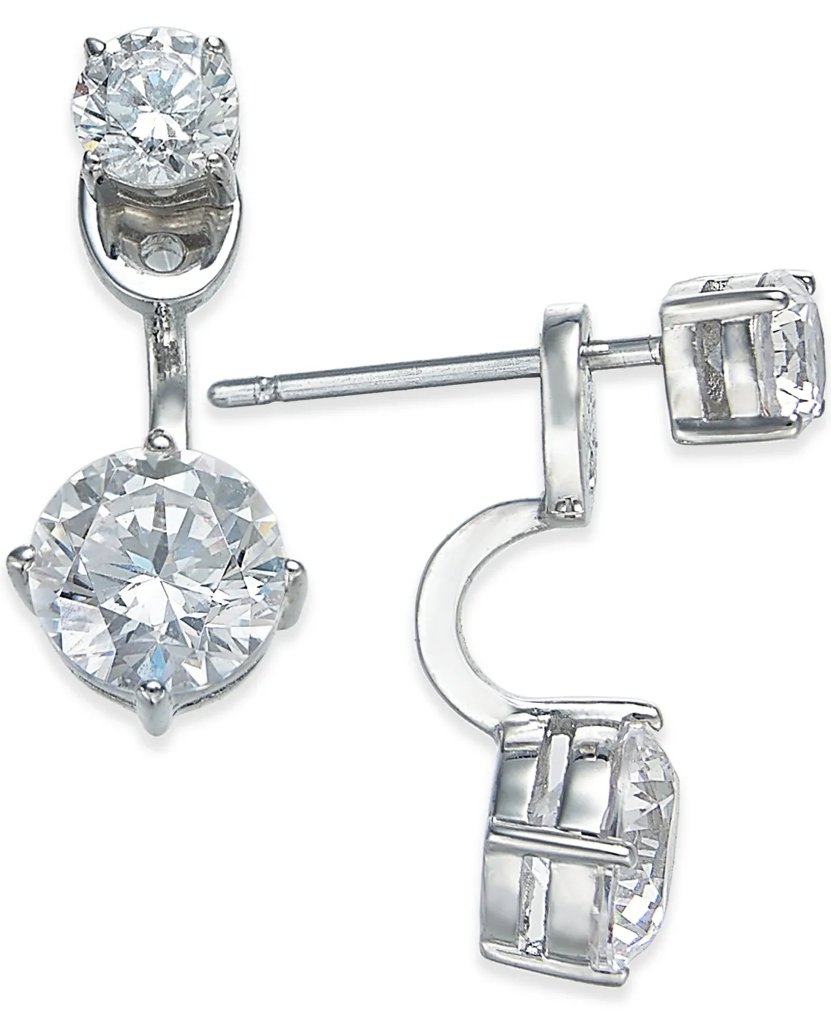 Silver-Tone Double Crystal Front Back Earrings by Eliot Danori